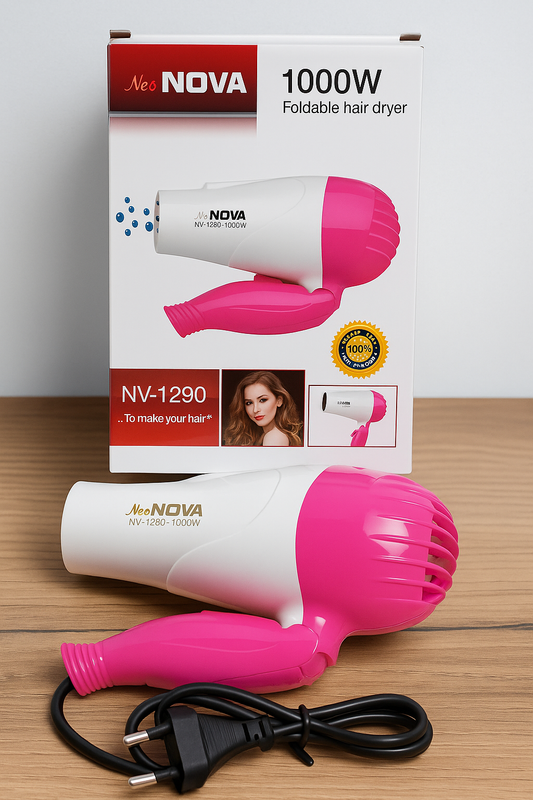 Lightweight Portable Hair Dryer with Fast Drying Technology - 1000 Watts